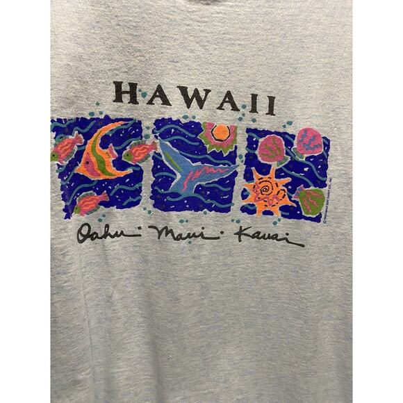Vintage 1993 Maui Bay Hawaii Neon Print Single Stitch Unisex T-Shirt Size Large - Picture 3 of 5